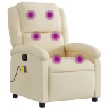 krémszínű szövet dönthető masszázsfotel