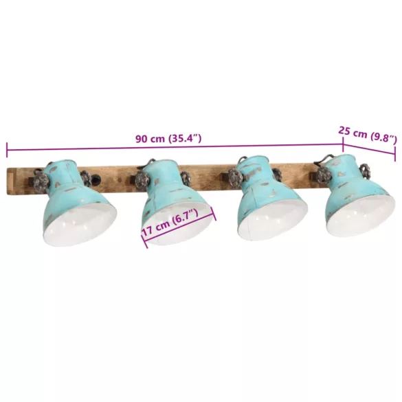 kopott kék fali lámpa 25 W 90x25 cm E27