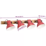 kopott piros fali lámpa 25 W 90x25 cm E27