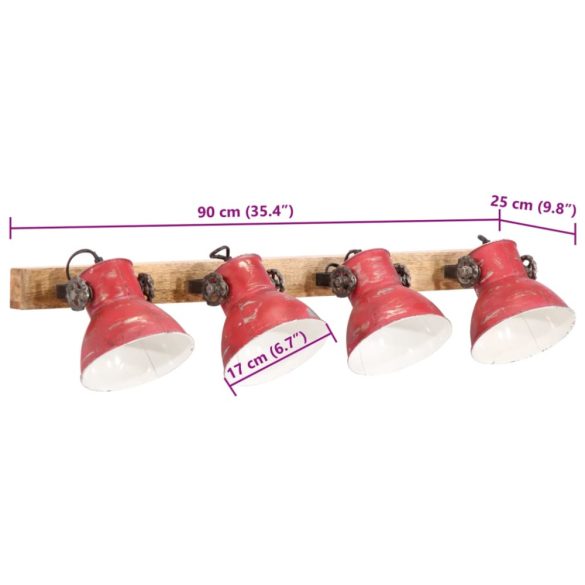 kopott piros fali lámpa 25 W 90x25 cm E27