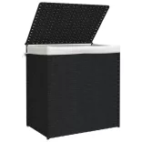 fekete polyrattan szennyeskosár 2 rekesszel 53x33x57 cm