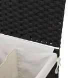 fekete polyrattan szennyeskosár 2 rekesszel 53x33x57 cm