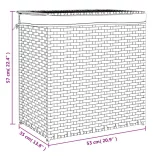 fekete polyrattan szennyeskosár 2 rekesszel 53x33x57 cm