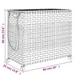 fekete rattan szennyeskosár kerekekkel 66x35x60 cm