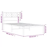 fekete fém ágykeret fejtámlával 75 x 190 cm