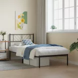 fekete fém ágykeret fejtámlával 80 x 200 cm