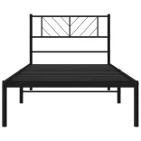fekete fém ágykeret fejtámlával 90 x 200 cm