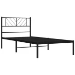 fekete fém ágykeret fejtámlával 107 x 203 cm
