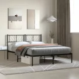 fekete fém ágykeret fejtámlával 120 x 200 cm