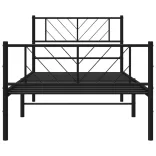 fekete fém ágykeret fej- és lábtámlával 75 x 190 cm