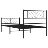 fekete fém ágykeret fej- és lábtámlával 75 x 190 cm
