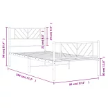 fekete fém ágykeret fej- és lábtámlával 90 x 190 cm