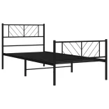 fekete fém ágykeret fej- és lábtámlával 90 x 200 cm
