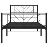 fekete fém ágykeret fej- és lábtámlával 90 x 200 cm