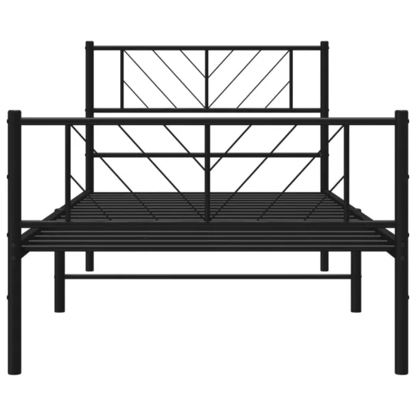 fekete fém ágykeret fej- és lábtámlával 100 x 190 cm