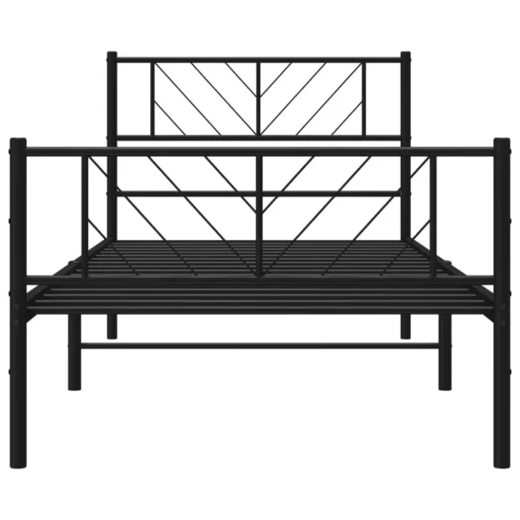 fekete fém ágykeret fej- és lábtámlával 100 x 200 cm