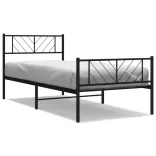 fekete fém ágykeret fej- és lábtámlával 107 x 203 cm