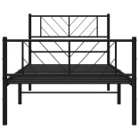 fekete fém ágykeret fej- és lábtámlával 107 x 203 cm