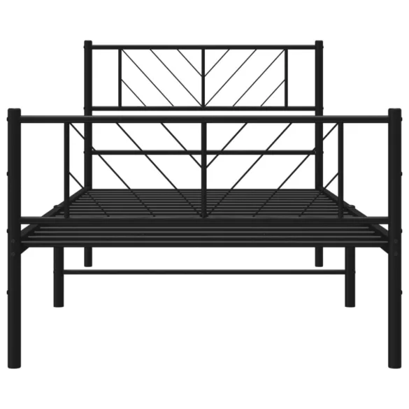 fekete fém ágykeret fej- és lábtámlával 107 x 203 cm