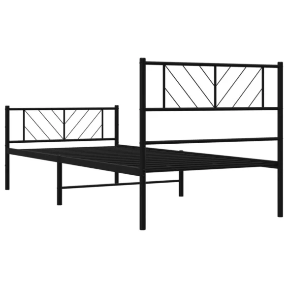 fekete fém ágykeret fej- és lábtámlával 107 x 203 cm