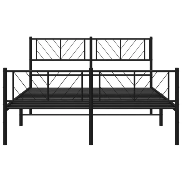 fekete fém ágykeret fej- és lábtámlával 120 x 200 cm