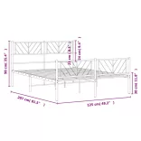 fekete fém ágykeret fej- és lábtámlával 120 x 200 cm