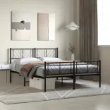 fekete fém ágykeret fej- és lábtámlával 140 x 200 cm