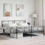 fekete fém ágykeret fej- és lábtámlával 183 x 213 cm