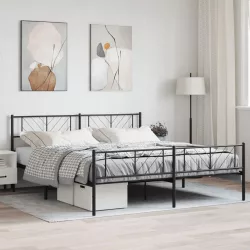 fekete fém ágykeret fej- és lábtámlával 183 x 213 cm