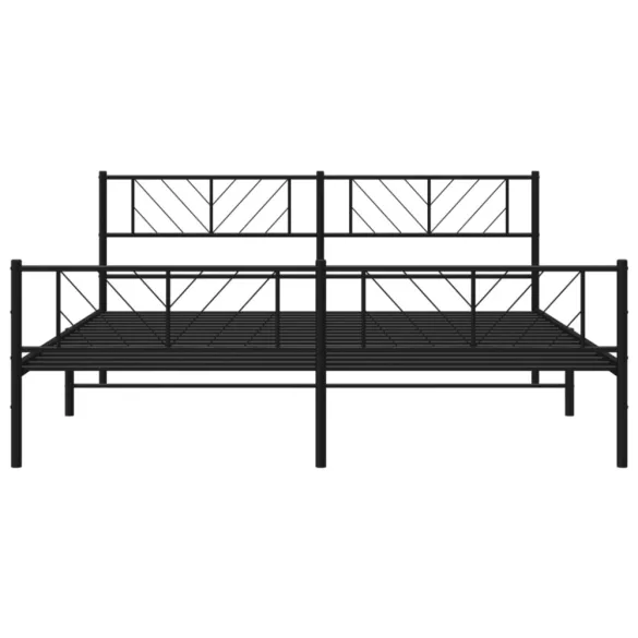 fekete fém ágykeret fej- és lábtámlával 183 x 213 cm
