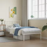 fehér fém ágykeret fejtámlával 100x200 cm