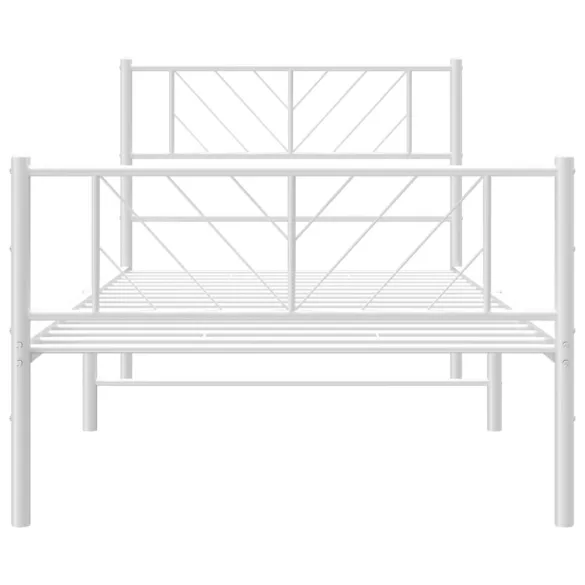 fehér fém ágykeret fej- és lábtámlával 100 x 190 cm