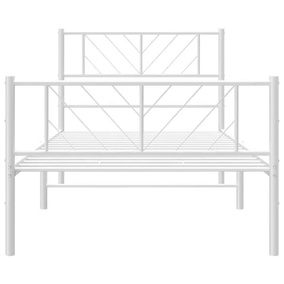 fehér fém ágykeret fej- és lábtámlával 107 x 203 cm