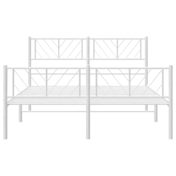 fehér fém ágykeret fej- és lábtámlával 150x200 cm