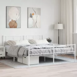 fehér fém ágykeret fej- és lábtámlával 180 x 200 cm