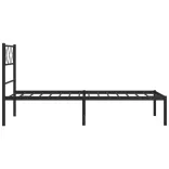 fekete fém ágykeret fejtámlával 75 x 190 cm