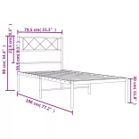 fekete fém ágykeret fejtámlával 75 x 190 cm