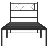 fekete fém ágykeret fejtámlával 80 x 200 cm