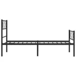 fekete fém ágykeret fej- és lábtámlával 90 x 190 cm