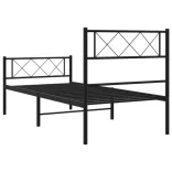 fekete fém ágykeret fej- és lábtámlával 90 x 190 cm