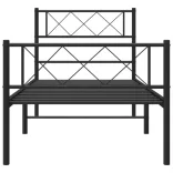 fekete fém ágykeret fej- és lábtámlával 100 x 200 cm