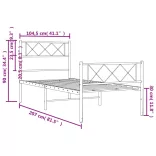 fekete fém ágykeret fej- és lábtámlával 100 x 200 cm
