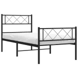 fekete fém ágykeret fej- és lábtámlával 107 x 203 cm