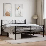 fekete fém ágykeret fej- és lábtámlával 120 x 190 cm