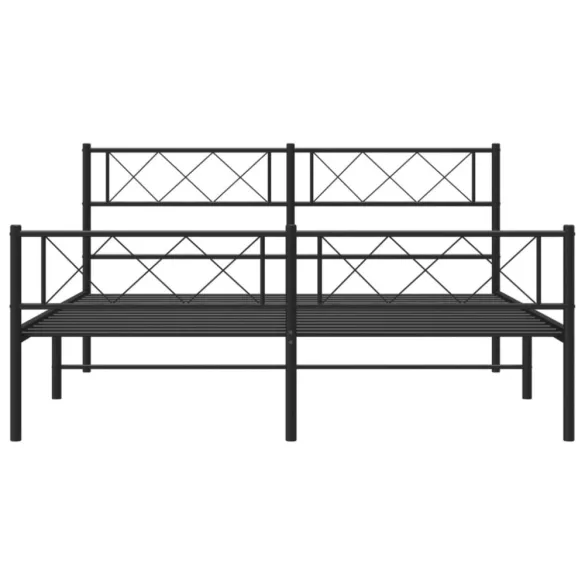 fekete fém ágykeret fej- és lábtámlával 120 x 190 cm