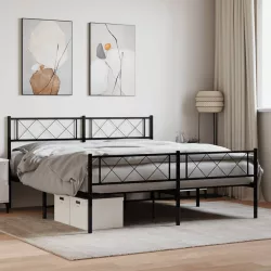 fekete fém ágykeret fej- és lábtámlával 120 x 200 cm