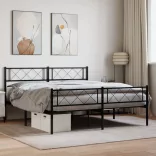 fekete fém ágykeret fej- és lábtámlával 140 x 190 cm