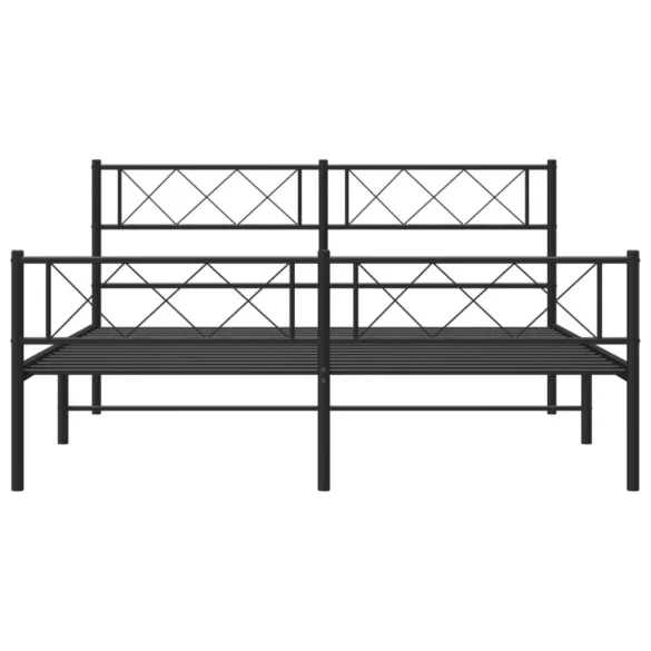 fekete fém ágykeret fej- és lábtámlával 140 x 190 cm