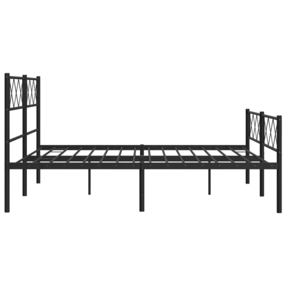 fekete fém ágykeret fej- és lábtámlával 140 x 190 cm