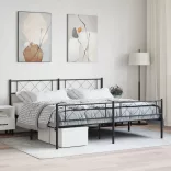 fekete fém ágykeret fej- és lábtámlával 193 x 203 cm